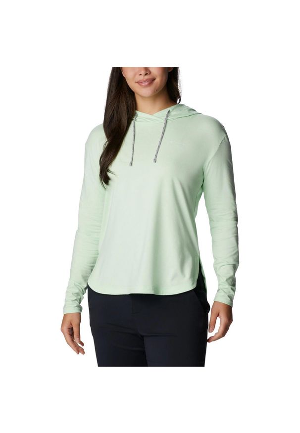 columbia - Bluza damska Columbia Sun Trek z kapturem. Typ kołnierza: kaptur. Kolor: zielony. Sezon: lato. Sport: kolarstwo, turystyka piesza