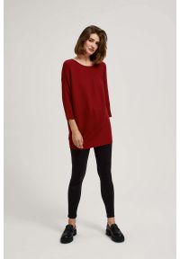 MOODO - Sweter typu nietoperz bordowy. Kolor: czerwony. Materiał: poliester, poliamid, wiskoza