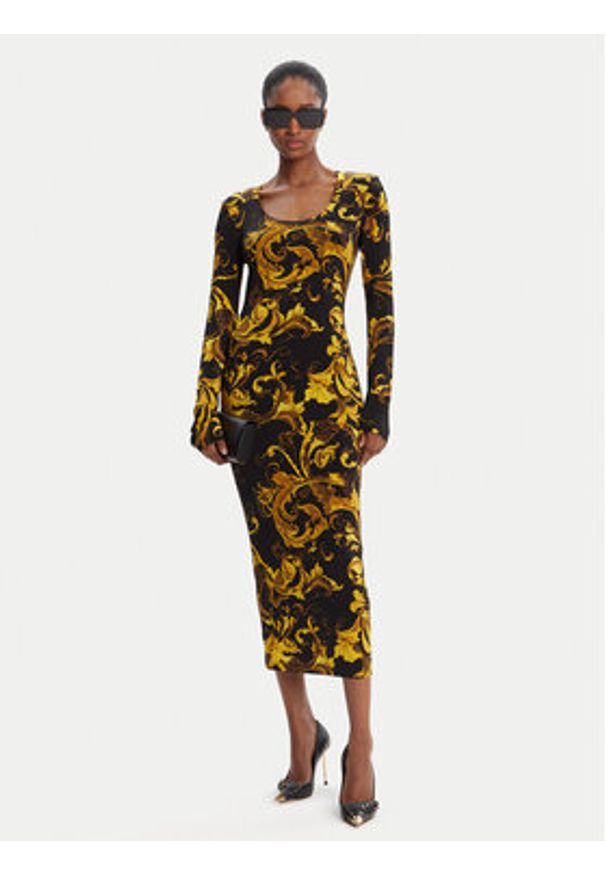 Versace Jeans Couture Sukienka codzienna 79HAO920 JS500 Czarny Slim Fit. Okazja: na co dzień. Kolor: czarny. Materiał: wiskoza. Typ sukienki: proste. Styl: casual