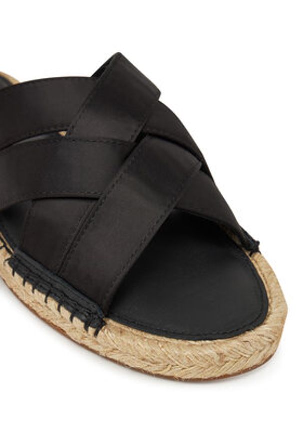 TOMMY HILFIGER - Tommy Hilfiger Espadryle Satin Espadrille Mule FW0FW08502 Czarny. Kolor: czarny. Materiał: materiał