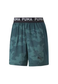 Puma - Spodenki fitness męskie PUMA Train Off Season AOP Woven 7". Kolor: zielony. Sport: fitness