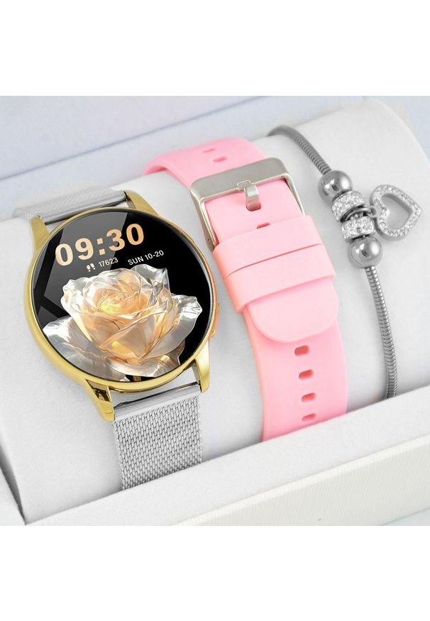 Zestaw damski Smartwatch Rubicon Asturia + bransoletka srebrna. Rodzaj zegarka: smartwatch. Kolor: srebrny