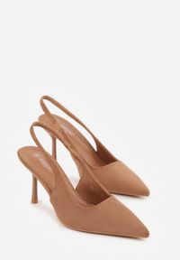 Renee - Jasnobrązowe Sandały z Imitacji Zamszu na Szpilce z Odkrytą Piętą Adrasiphaeia. Kolor: brązowy. Materiał: zamsz. Obcas: na szpilce #8