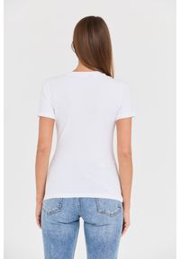 Just Cavalli - JUST CAVALLI Biały damski t-shirt Logo Gold, Rozmiar L. Kolor: biały #4