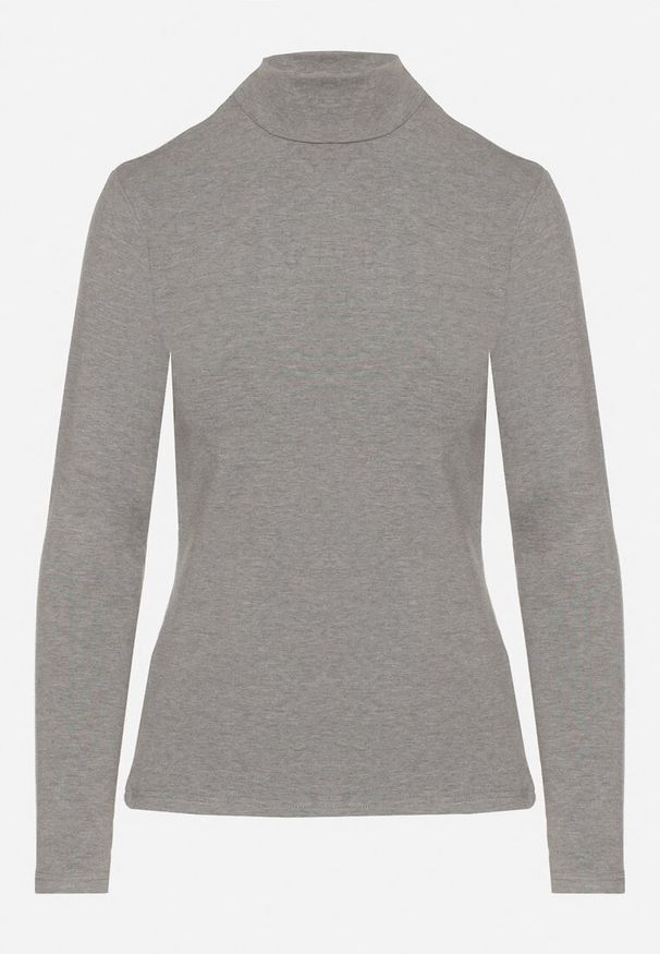 Born2be - Szara Bluzka Golf Typu Longsleeve Altera. Okazja: na co dzień, do pracy. Typ kołnierza: golf. Kolor: szary. Materiał: jeans. Długość rękawa: długi rękaw. Styl: casual, elegancki