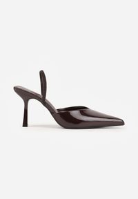 Born2be - Brązowe Lakierowane Szpilki z Elastycznym Paskiem na Piętę Balzorwyn. Okazja: na ślub cywilny, na randkę, na wesele, do pracy, na spotkanie biznesowe. Nosek buta: szpiczasty. Zapięcie: pasek. Kolor: brązowy. Materiał: lakier. Obcas: na szpilce. Styl: klasyczny, biznesowy, elegancki. Wysokość obcasa: średni #5