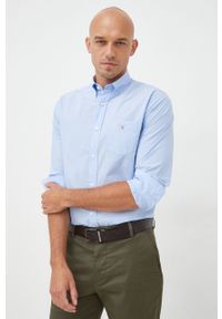 GANT - Gant Koszula bawełniana 3046400 męska regular z kołnierzykiem button-down. Typ kołnierza: button down. Kolor: niebieski. Materiał: bawełna #1