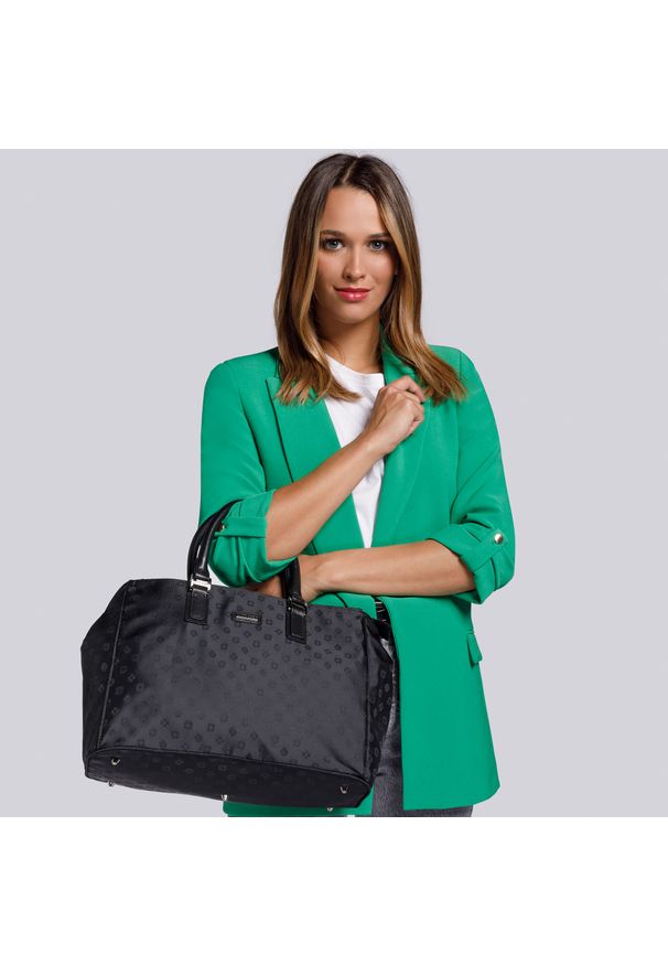 Wittchen - Kuferek z żakardu i skóry z monogramem. Kolor: czarny. Materiał: skórzane. Styl: sportowy, elegancki