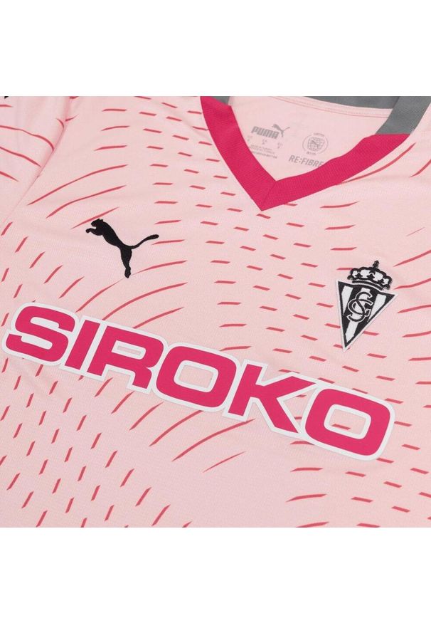 Oficjalna chłopięca koszulka piłkarska Puma Real Sporting sezon 2024-25 sport. Kolor: różowy. Sport: piłka nożna