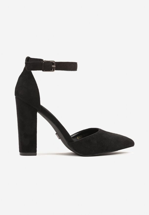 Renee - Czarne Czółenka Vices na Słupku z Paskiem Wokół Kostki Izalithea. Okazja: na wesele, do pracy, na spotkanie biznesowe, na ślub cywilny. Zapięcie: pasek. Kolor: czarny. Obcas: na słupku. Styl: biznesowy