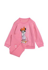 Adidas - Zestaw Disney Minnie Mouse Jogger Kids. Okazja: na uczelnię. Kolor: różowy, biały, wielokolorowy. Materiał: dresówka. Wzór: motyw z bajki. Styl: sportowy, młodzieżowy #1