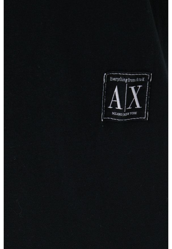 Armani Exchange sukienka bawełniana kolor czarny mini oversize. Kolor: czarny. Materiał: bawełna. Długość rękawa: krótki rękaw. Typ sukienki: oversize. Długość: mini