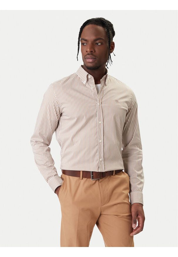 BOSS Koszula H-Roan 50556085 Beżowy Slim Fit. Kolor: beżowy. Materiał: bawełna