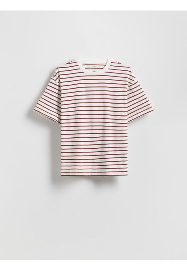 Reserved - Bawełniany t-shirt w paski - wielobarwny. Materiał: bawełna. Wzór: paski