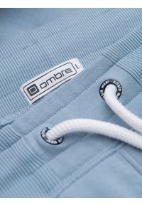 Ombre Clothing - Męskie spodnie dresowe typu jogger - niebieskie V7. Okazja: na co dzień. Kolor: niebieski. Materiał: dresówka. Wzór: aplikacja. Styl: casual #3