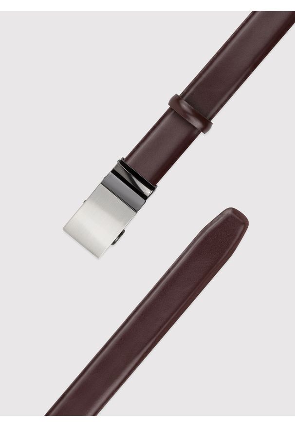 Pako Lorente - PAKO LORENTE – Brązowy pasek męski z automatyczną klamrą. Kolor: brązowy, czarny. Materiał: skóra. Styl: elegancki