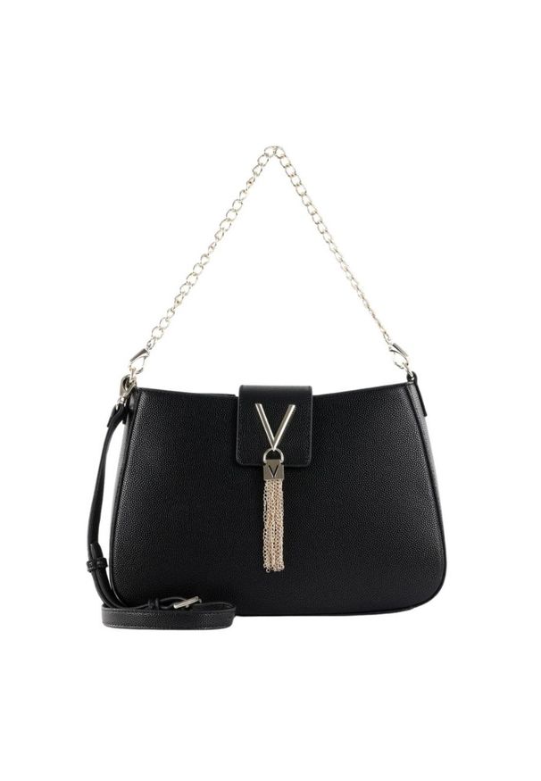 Valentino by Mario Valentino - VALENTINO Czarna listonoszka Divina. Kolor: czarny. Wzór: paski