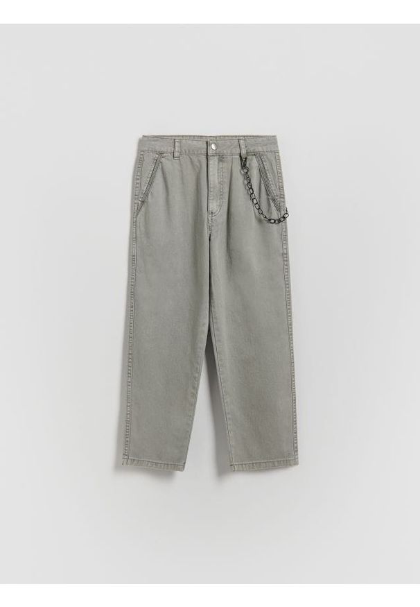 Reserved - Bawełniane spodnie - jasnoszary. Kolor: szary. Materiał: bawełna
