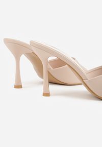 Born2be - Beżowe Klapki na Szpilce z Kwadratowym Noskiem Mellota. Okazja: na co dzień, na ślub cywilny, na wesele. Kolor: beżowy. Obcas: na szpilce. Styl: casual, elegancki #3