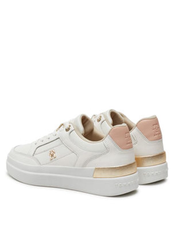 TOMMY HILFIGER - Tommy Hilfiger Sneakersy Lux Hardware Court Sneaker FW0FW07997 Écru. Materiał: skóra