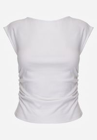 Renee - Biała Bluzka Elastyczna z Dekoltem Łódka Artosa. Okazja: na co dzień. Typ kołnierza: dekolt w łódkę. Kolor: biały. Materiał: jeans. Długość rękawa: bez rękawów. Styl: casual, elegancki #5