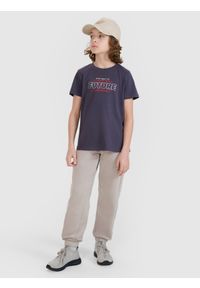 4f - 4F T-shirt regular z nadrukiem chłopięcy - szary 140 (9-10 lat). Okazja: na co dzień. Kolor: szary. Materiał: bawełna, jersey, dzianina. Długość rękawa: krótki rękaw. Długość: krótkie. Wzór: nadruk. Sezon: lato. Styl: sportowy, casual, klasyczny