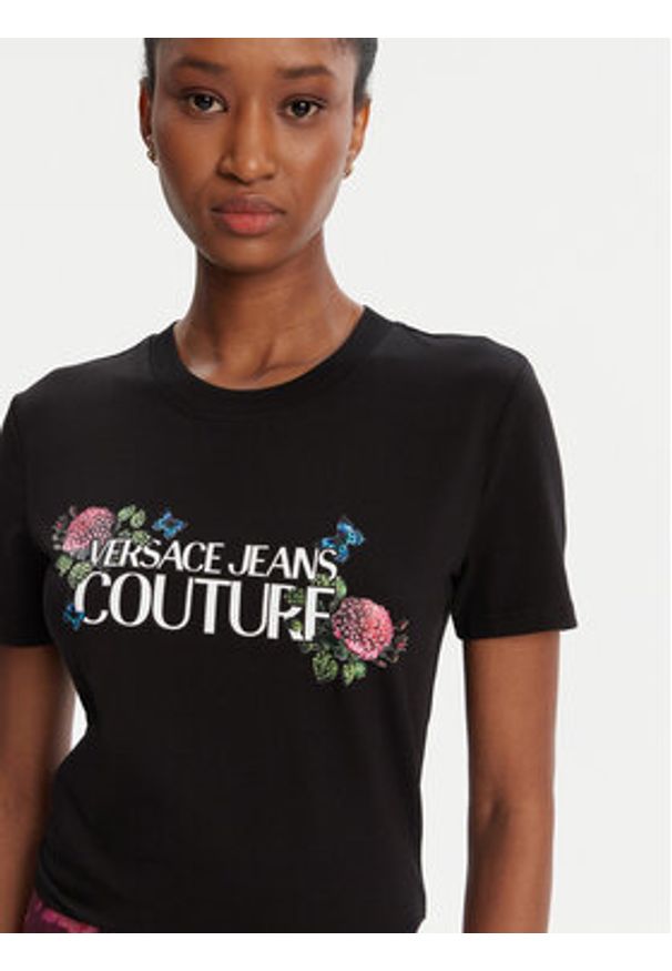 Versace Jeans Couture T-Shirt 79HAHB00 CJB01 Czarny Regular Fit. Kolor: czarny. Materiał: bawełna