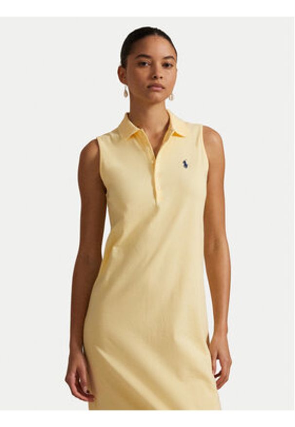 Polo Ralph Lauren Sukienka codzienna 211968292005 Żółty Regular Fit. Okazja: na co dzień. Typ kołnierza: polo. Kolor: żółty. Materiał: bawełna. Typ sukienki: proste. Styl: casual