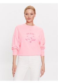 Guess Bluza Neon W3GQ20 KBQH0 Różowy Relaxed Fit. Kolor: różowy. Materiał: bawełna, syntetyk
