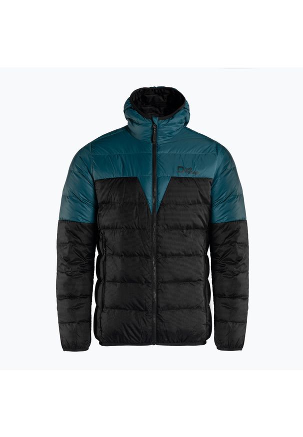 Kurtka puchowa męska Jack Wolfskin Dna Tundra Down Hoody. Kolor: czarny, niebieski, wielokolorowy. Materiał: puch. Sport: turystyka piesza