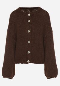 Born2be - Brązowy Kardigan z Dodatkiem Wełny i Wiskozy o Nietoperzowym Kroju Tiaravia. Okazja: na co dzień. Kolor: brązowy. Materiał: wełna, wiskoza. Styl: klasyczny, casual, elegancki #3