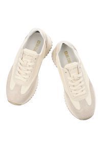 Big-Star - Sneakersy damskie Big Star, cholewka ze skóry naturalnej z klasycznym sznurowaniem i płaską podeszwą, beżowe, TT274512. Okazja: na co dzień. Zapięcie: sznurówki. Kolor: beżowy. Materiał: skóra. Szerokość cholewki: normalna. Obcas: na płaskiej podeszwie #5