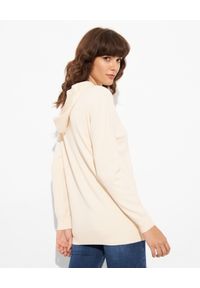 Elisabetta Franchi - ELISABETTA FRANCHI - Beżowa bluza z kapturem z logo. Typ kołnierza: kaptur. Kolor: beżowy. Materiał: prążkowany #3