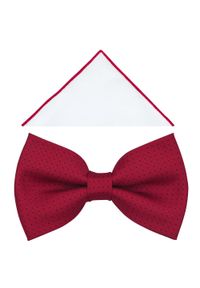 Modini - Czerwona muszka męska w delikatny wzór - kratka i granatowe kropeczki A399. Kolor: wielokolorowy, czerwony, niebieski. Materiał: poliester, tkanina. Wzór: kratka. Styl: elegancki #1