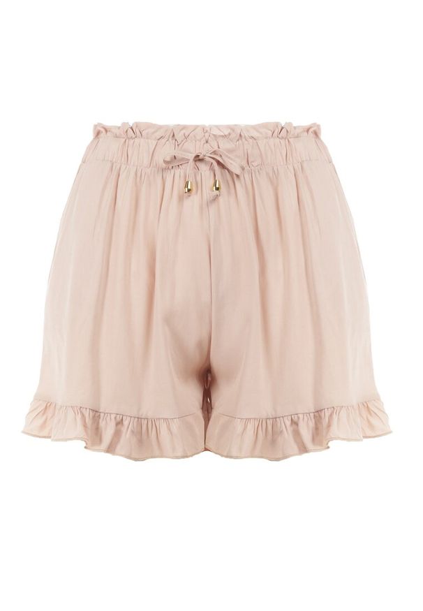 Born2be - Beżowe Szorty z Wiskozy Ionona. Okazja: na co dzień. Kolor: beżowy. Materiał: wiskoza. Długość: krótkie. Wzór: gładki. Sezon: lato, wiosna. Styl: casual