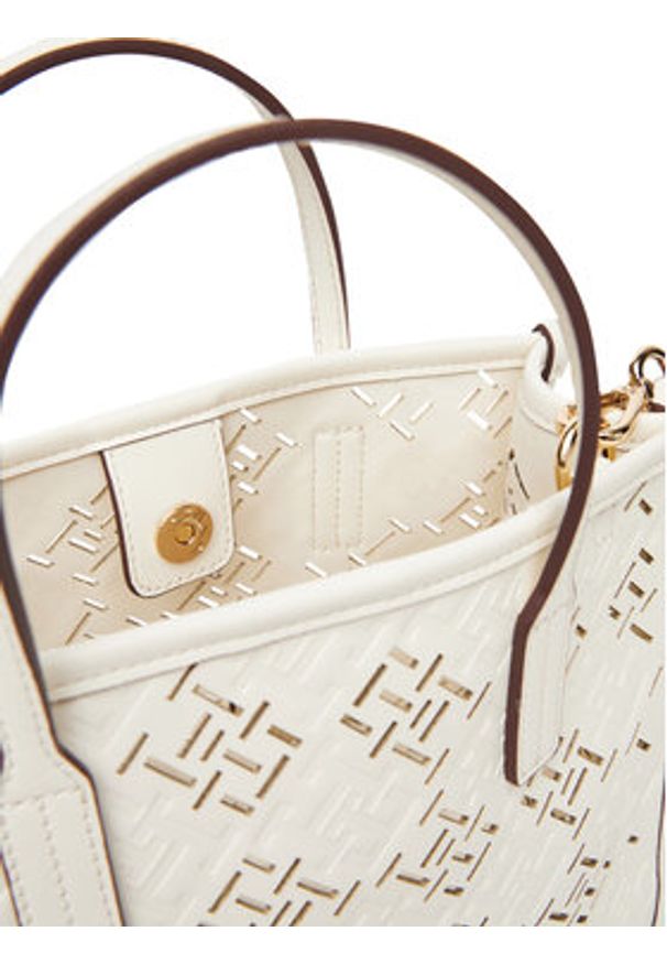 TOMMY HILFIGER - Tommy Hilfiger Torebka Th City Mini AW0AW17500 Écru. Kolor: kremowy. Materiał: skórzane
