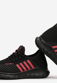 Born2be - Czarno-Czerwone Buty Sportowe Feodogeus. Zapięcie: bez zapięcia. Kolor: czarny. Materiał: materiał. Wzór: aplikacja