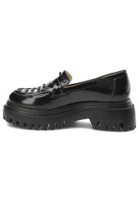 Czarne Półbuty Simen Modne Buty Damskie. Kolor: czarny. Materiał: skóra. Styl: rockowy, elegancki #5
