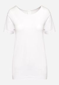 Born2be - Biały T-shirt z Okrągłym Dekoltem Idudia. Kolor: biały. Materiał: dzianina