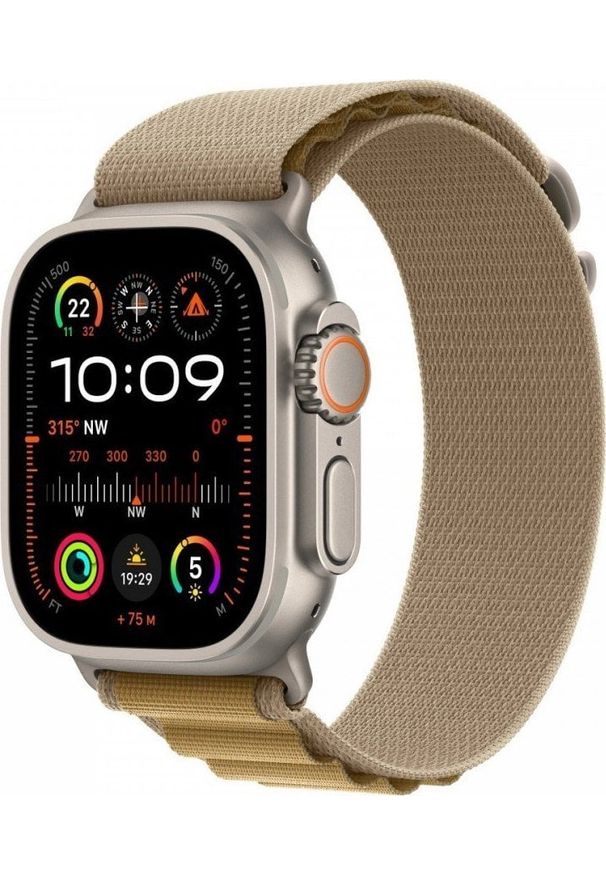 APPLE - Smartwatch Apple Watch Ultra 2 GPS + Cellular, koperta 49 mm z tytanu w kolorze naturalnym z opaskš Alpine M w kolorze beżowym. Rodzaj zegarka: smartwatch. Kolor: beżowy