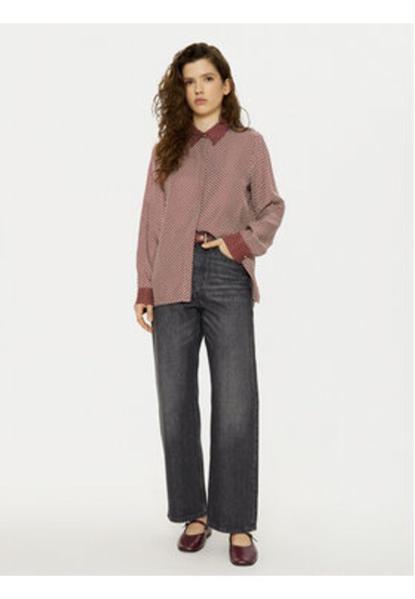 TOMMY HILFIGER - Tommy Hilfiger Koszula WW0WW44036 Bordowy Relaxed Fit. Kolor: czerwony. Materiał: wiskoza