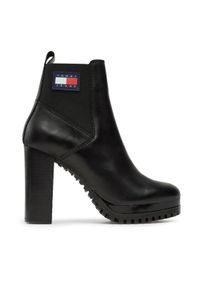 Tommy Jeans Botki Tjw New Ess High Heel Boot EN0EN02439 Czarny. Kolor: czarny. Materiał: skóra