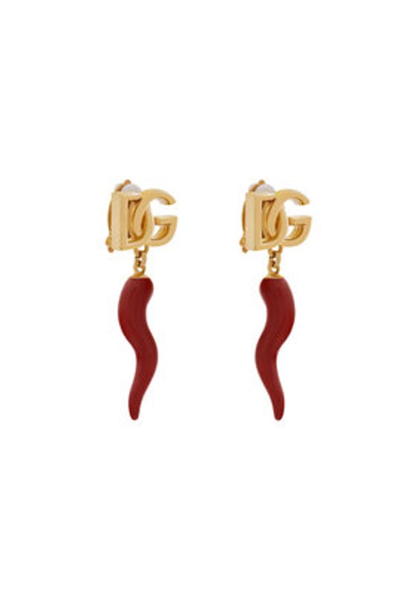DOLCE & GABBANA - Dolce&Gabbana Klipsy WEQ6C4 W1111 Czerwony. Materiał: metalowe. Kolor: czerwony