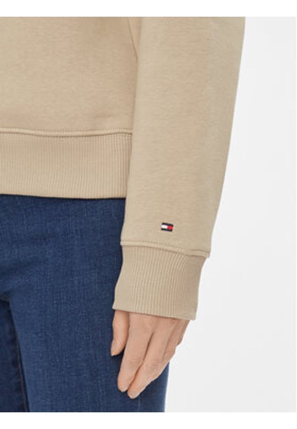 TOMMY HILFIGER - Tommy Hilfiger Bluza WW0WW39791 Beżowy Relaxed Fit. Kolor: beżowy. Materiał: syntetyk, bawełna