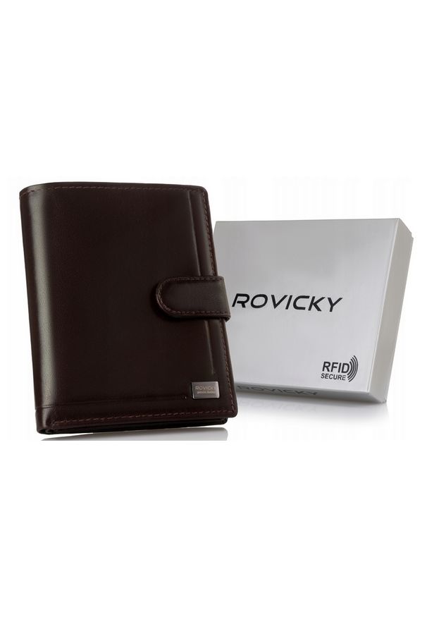 ROVICKY - Portfel skórzany Rovicky PC-108L-BAR brązowy. Kolor: brązowy. Materiał: skóra