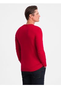 Ombre Clothing - Męski klasyczny sweter z wiskozą BASIC z okrągłym dekoltem – czerwony V5 - Rozmiar: XXL. Kolor: czerwony. Materiał: wiskoza. Styl: klasyczny #5