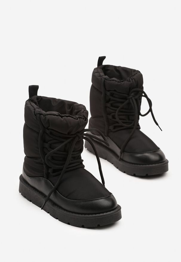 Born2be - Czarne Śniegowce z Regulowanym Sznurowaniem Vortilda. Okazja: na co dzień. Kolor: czarny. Sezon: zima. Styl: casual