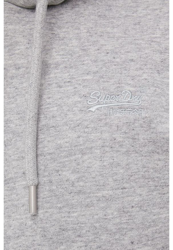 Superdry bluza męska kolor szary z kapturem z aplikacją. Typ kołnierza: kaptur. Kolor: szary. Materiał: bawełna, dzianina, materiał. Wzór: aplikacja