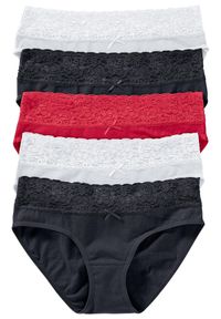 bonprix - Figi z koronką (5 par). Kolor: czarny. Materiał: koronka. Wzór: koronka #1