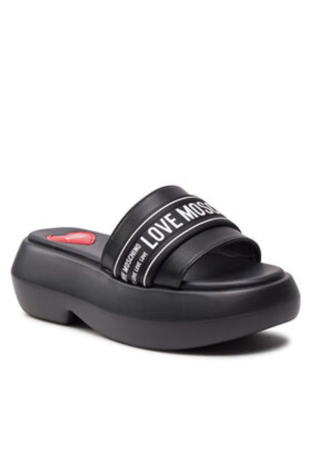 Love Moschino - LOVE MOSCHINO Klapki JA28107I0IIX700A Czarny. Kolor: czarny. Materiał: skóra
